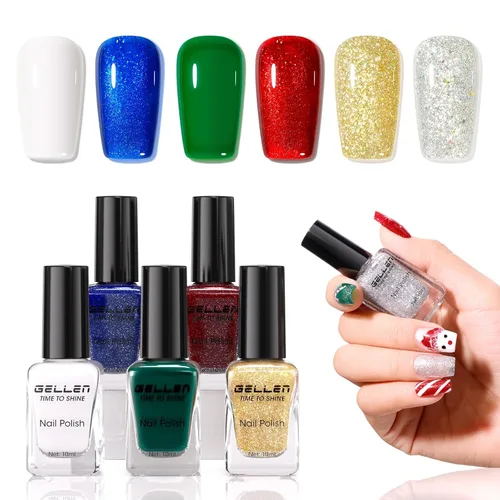 Vista 19 de GELLEN Juego de Esmalte de Uñas en 4 Colores Negro, Blanco, Gris & Base y Capa Superior, Esmalte de Uñas de Tendencia Otoño/Invierno Negro, Blanco