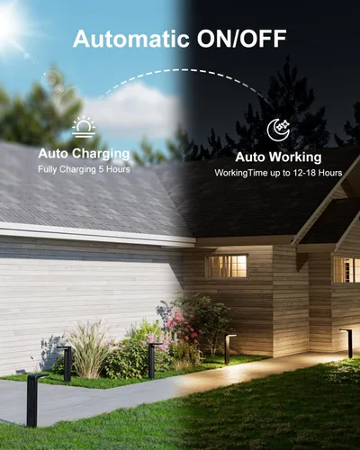 Vista 8 de Paquete de 6 luces solares para camino, impermeables, 30 LED, lámpara de paisaje brillante para exteriores, camino, entrada, acera, patio, césped