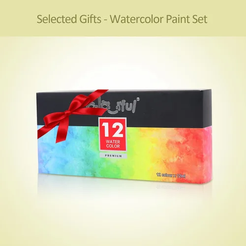 Vista 9 de Colorful Juego de pintura de acuarela para niños, tubos de pintura de acuarela de 12 colores con 6 pinceles, 1 paleta, fácil de mezclar