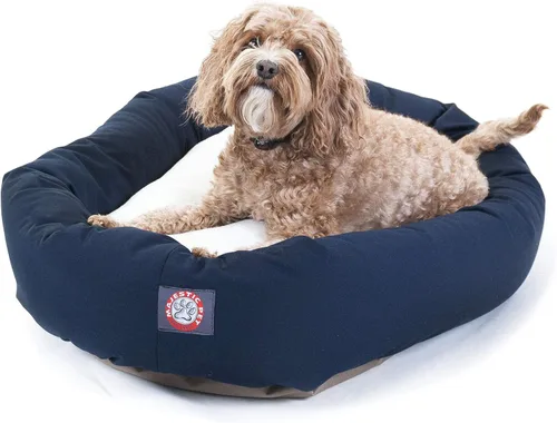 Vista 14 de Cama para perros Bagel de 40 pulgadas negra y Sherpa de Majestic Pet Products Negro