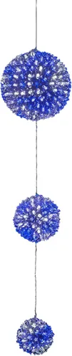 Vista 12 de Alpine Corporation Adorno colgante de metal plegable para interiores y exteriores de 16 pulgadas de alto, con luces LED blancas cálidas, decoración