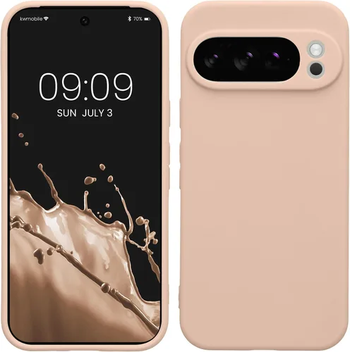 Vista 129 de kwmobile Funda compatible con Google Pixel 9 - Funda protectora delgada de TPU para teléfono - Acabado mate suave - Piedra antigua