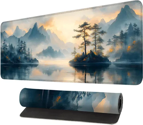 Vista 20 de Alfombrilla de mouse extragrande para juegos con base de goma antideslizante, impermeable para teclado, mouse y oficina, perfecta para jugadores