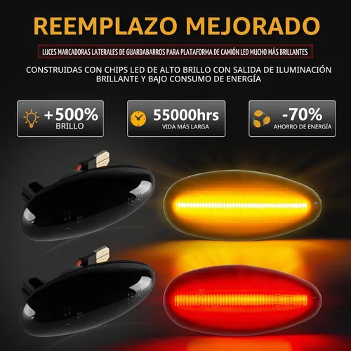 Vista 3 de Gempro Luces LED de doble guardabarros laterales para Chevy Silverado GMC Sierra 2500 3500 2001-2014 rojo ámbar, luces de marcador de cama de doble