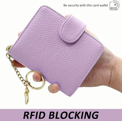 Vista 5 de Beurlike billetera de cuero, con tarjetero con bloqueo RFID, organizador, billetera segura para mujer