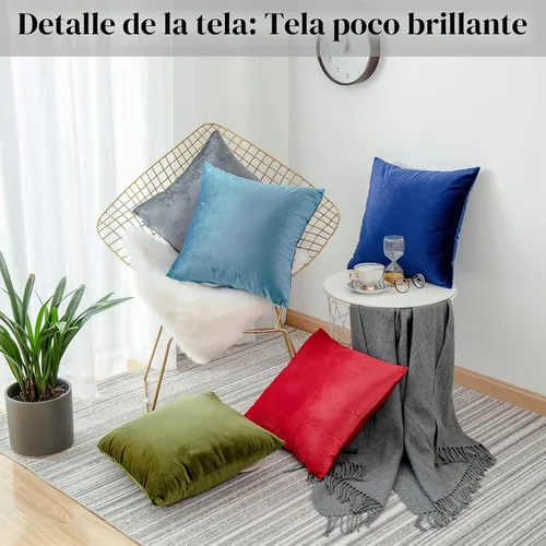 Vista 2 de Home Brilliant Fundas de almohada de primavera de 18x18 pulgadas, fundas de almohada de terciopelo, fundas de almohada cuadradas decorativas sólidas