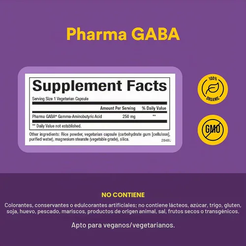 Vista 4 de Natural Factors Pharma GABA, Calma, Relajación y Enfoque*, 60 Cápsulas