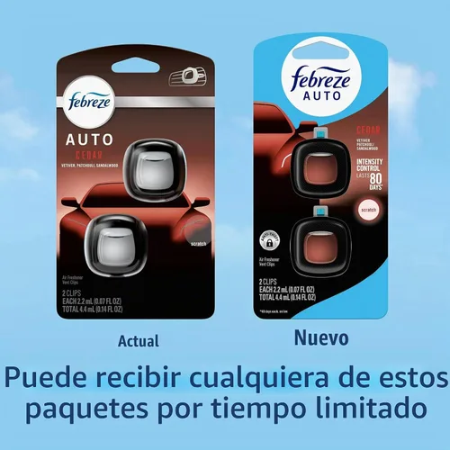 Vista 2 de Febreze AUTO - Clip de ventilación para ambientador de aire, 07 onzas, clip de ventilación de automóvil, paquete de 2 (CEDAR)