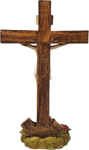 Vista 3 de Dvdmatinemovies - Cruz de resina de San Benito con portavelas - 9 pulgadas, regalo religioso para decoración de pared y mesa - Cruz de Resina