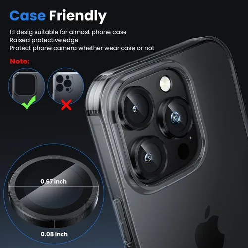 Vista 5 de WSKEN Protector de lente de cámara para iPhone 16 Pro/iPhone 16 Pro Max - [Modelo de disparo original] Protector de pantalla de cámara de vidrio