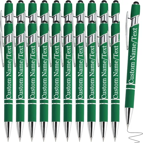 Vista 29 de Bolígrafos personalizados con nombre, paquete de 10 bolígrafos personalizados a granel, bolígrafo de tinta negra grabada con punta de lápiz óptico