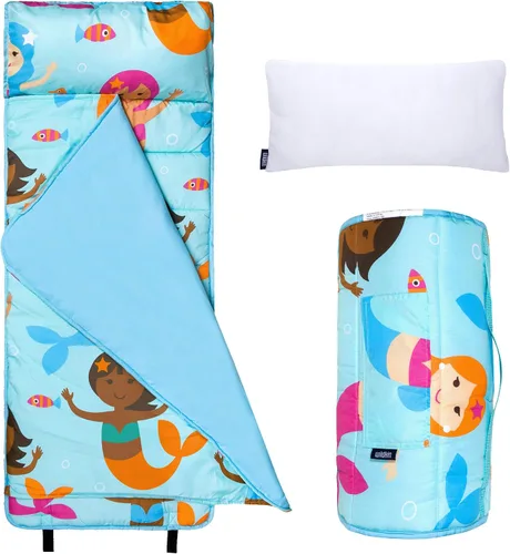 Vista 10 de Wildkin Microfiber Nap Mat for Kids 50 x 20 in all-in-one microfiber nap mat with attached blanket, removable pillow, roll-up straps and carry