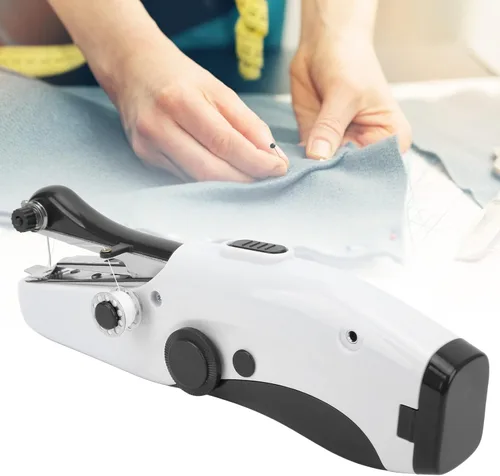 Vista 6 de Yosoo Máquina de coser portátil de mano, mini máquina de coser eléctrica de doble aguja, para hacer manualidades u objetos pequeños en la vida Negro