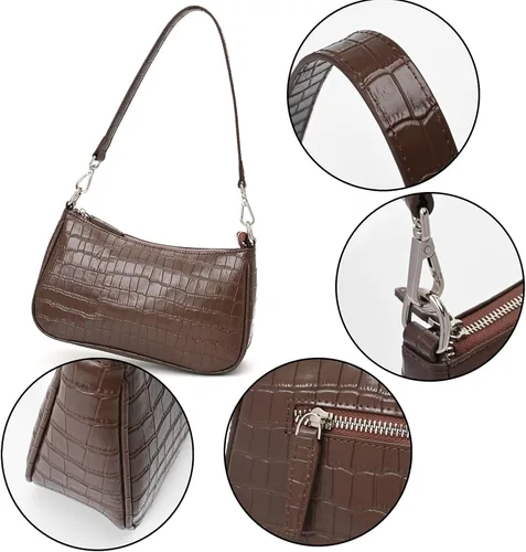 Vista 6 de Las mujeres de cuero genuino pequeño bolso de hombro Crossbody clásico embrague monederos 90s Y2k bolsos