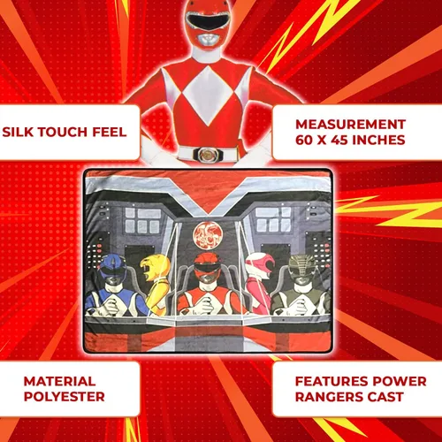 Vista 4 de Surreal Entertainment Power Rangers - Manta de forro polar más suave y cómoda para adultos y niños, mide 60 x 45 pulgadas