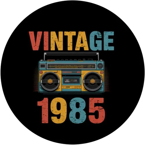 Vista 3 de Vintage 1985 Boombox Retro Music Cassette Style PopSockets Adhesive PopGrip