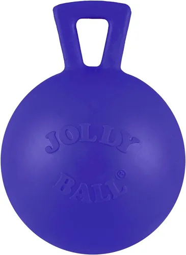 Vista 2 de Jolly Pets Tug-n-Toss - Pelota de juguete resistente para perros con asa, 3 pulgadas/mini, azul, Modelo: 403 BL Mini 3 inch jolly ball with