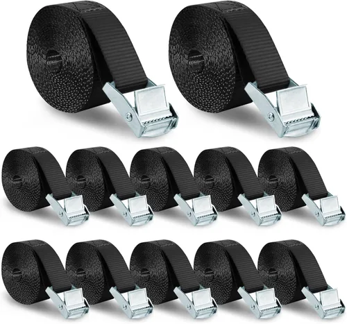 Vista 15 de XSTRAP STANDARD 6PK 8FT Cam Buckle Lashing Straps, Cargo Tie-Down Straps Negro
