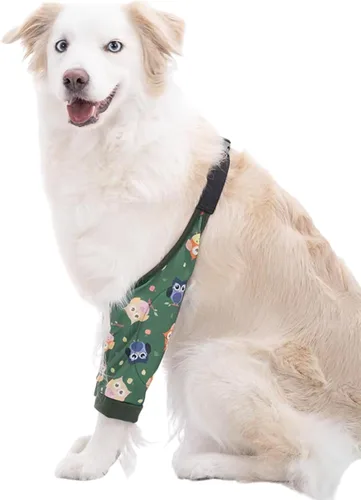 Vista 13 de HDKUW Protector de codo para perros para callos, traje de recuperación para patas delanteras, alternativa al collar de cono para dejar de lamer Gris