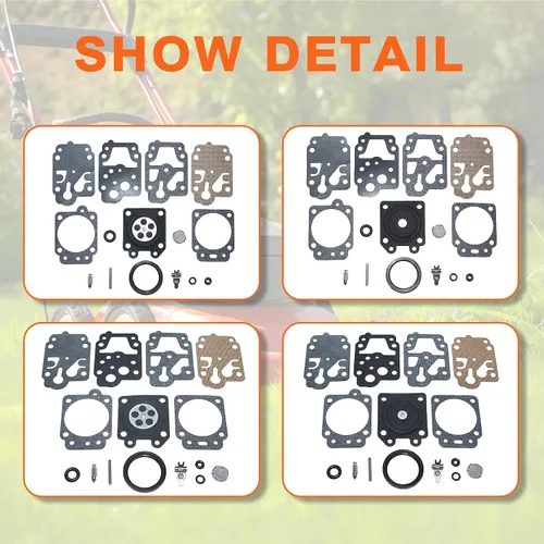 Vista 5 de Para Honda GX25 GX25N GX25NT GX25T GX35 4-Cycle Motor Timmer Brush Cutter Piezas de repuesto, 10 PC Carb Kit, Para Walbro K10-WYJ Carb Kit