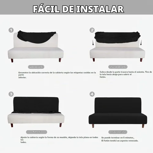 Vista 6 de Easy-Going Funda 100% Impermeable para Futón, Funda de Sofá Impermeable Doble para Futón, Funda de Sofá Jacquard Elástica, Protector de Muebles a