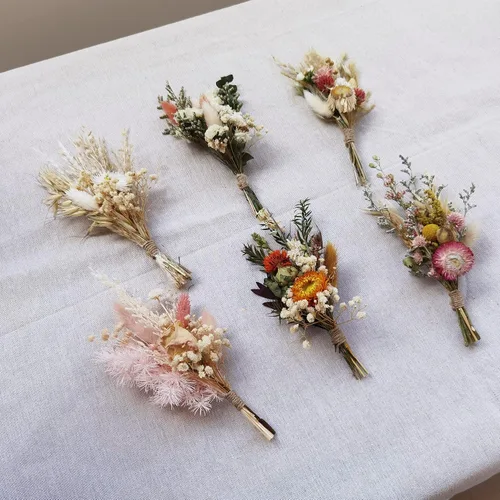 Vista 2 de Mini ramo de flores secas ramos secos de rosas buzón de regalo Boutonniere Pastel de flores BOHO (A)
