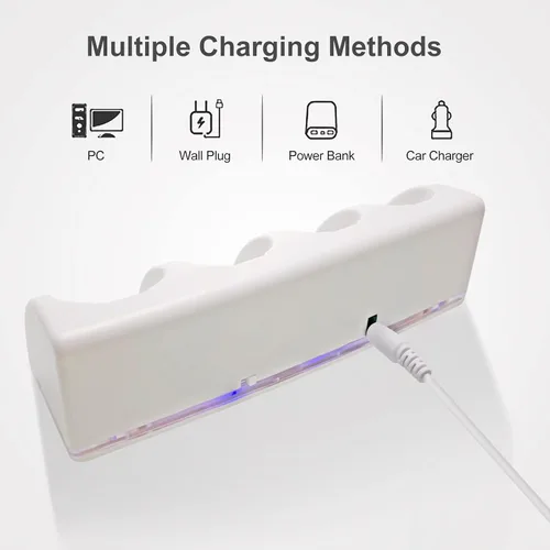 Vista 6 de 4-in-1 Charging Station for Wii&Wii U Remote Controller,Charger with 4 Rechargeable Battery Packs