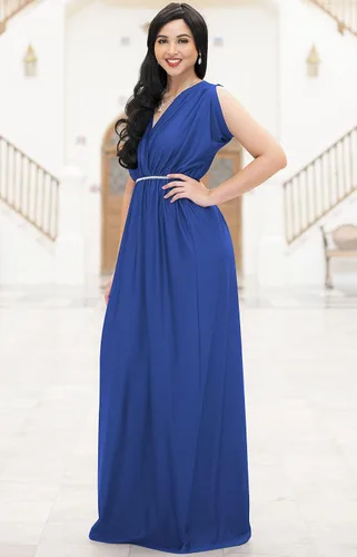 Vista 2 de KOH KOH - Vestido largo para mujer con cuello en V, para maternidad, dama de honor, estilo dolmán