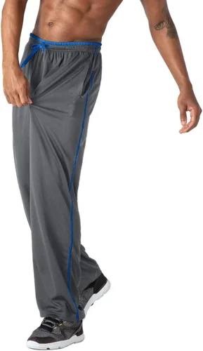 Vista 2 de EKLENTSON Pantalones de malla para hombre con cintura elástica con cordón y parte inferior abierta, Gris/ Azul
