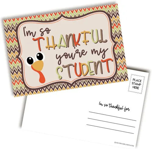 Vista 10 de AmandaCreation - Bonitas postales en blanco con temática de pavo para que los profesores las envíen a los estudiantes, tarjetas de notas rellenas