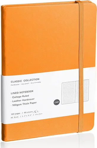 Vista 16 de Cuaderno rayado con tapa dura para hombres y mujeres – Cuadernos para escribir, trabajo, escuela, hogar y notas diarias, 160 páginas – Tamaño A5