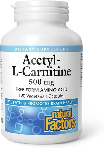 Vista 8 de Natural Factors Acetil L-Carnitina 500 miligramos, 60 Cápsulas Vegetarianas