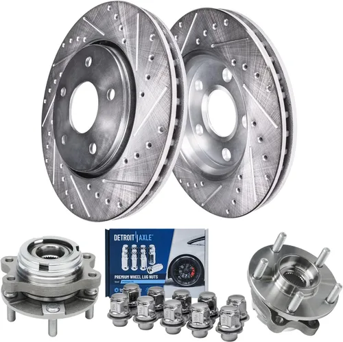 Vista 40 de Detroit Axle - Rotores de freno delantero para Volkswagen Touareg Audi Q7 Porsche Cayenne Rotores de freno de disco perforados y ranurados Reemplazo