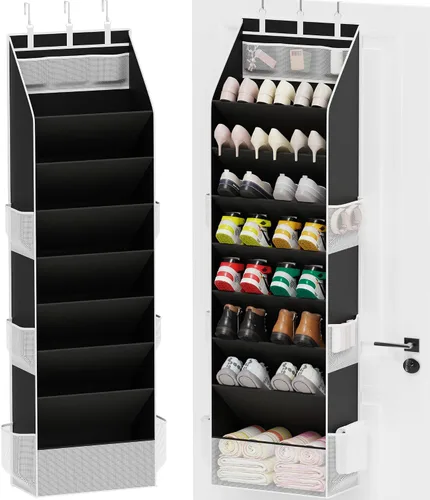 Vista 10 de Criusia Almacenamiento de zapatos, organizador de zapatos sobre la puerta, almacenamiento de zapatos colgante con grandes bolsillos profundos, se