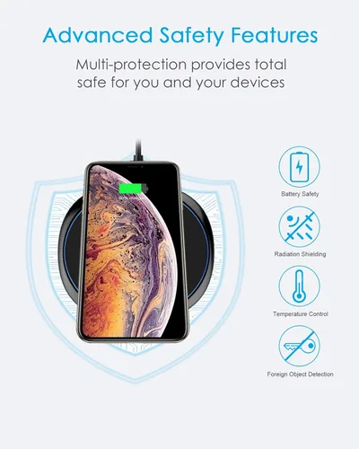 Vista 6 de NANAMI Cargador inalámbrico rápido, soporte de carga inalámbrico certificado Qi y juego de almohadillas de carga, compatible con iPhone