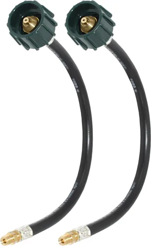 Vista 10 de Conector de manguera de propano Flame King para cámper Pigtail, 12 pulgadas