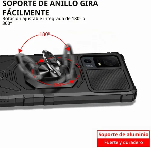 Vista 4 de Ailiber Funda con soporte magnético para Lively Smart 4/TCL 40 XL/40T Soporte de anillo y protector de pantalla y negro