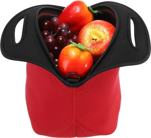 Vista 4 de PATIKIL Bolsa de almuerzo aislada, bolsa de neopreno térmica portátil para almuerzo con correa para el hombro, para el trabajo, oficina, picnic al
