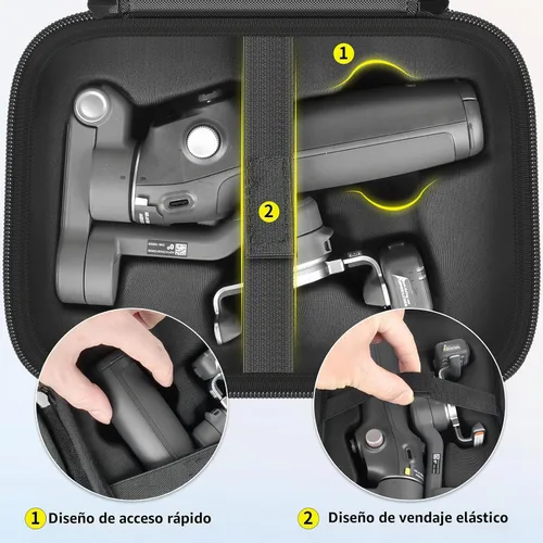 Vista 9 de Estuche rígido para estabilizador de cardán DJI Osmo Mobile 8/7P/7 Negro