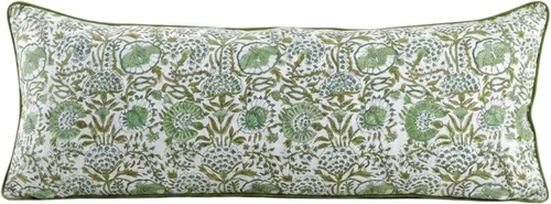 Vista 13 de CPC Funda de Cojín Verde Ágata 100% Algodón con Estampado en Bloque 12x20 pulgadas, Funda de Almohada Floral Boho Hecha a Mano, Ropa de Cama