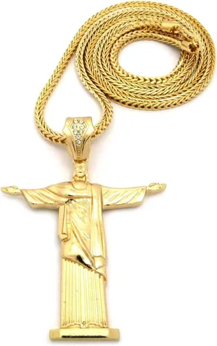 Vista 2 de Pyramid Jewelers - Cadena para hombre, diseño de Jesucristo Jesucristo grande con cuerda de cruz cubana, 30.0in