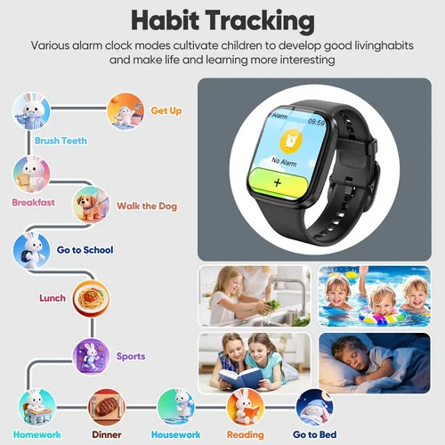 Vista 6 de Reloj inteligente para niños, no necesita aplicación/teléfono, pantalla táctil HD, rastreador de actividad física con frecuencia cardíaca, monitor