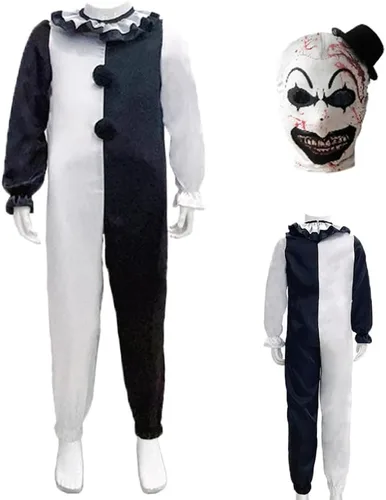 Vista 2 de Disfraz de payaso para cosplay, película de payaso, transpirable, cubierta para la cabeza para Halloween