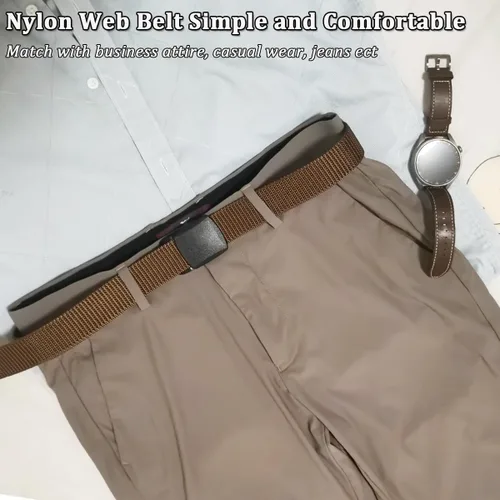 Vista 5 de WYuZe Paquete de 5 cinturones militares de nailon de 1.25 pulgadas para hombre, sin metal, ligero, ajustable, para trabajo, casual, TSA y viajes