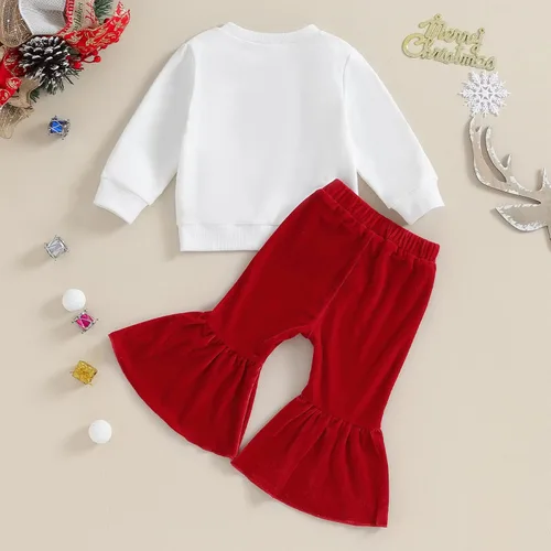 Vista 6 de DuAnyozu Traje de Halloween para bebé niña, camiseta de manga larga, camiseta con letras de calabaza, pantalones de campana, ropa de otoño + diadema