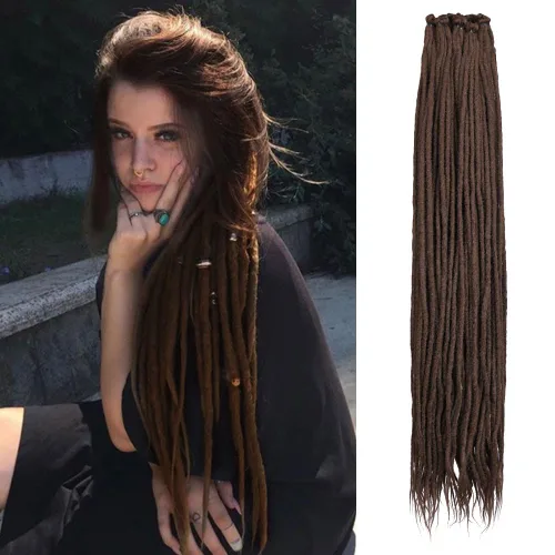 Vista 20 de Kraler Extensiones de Rastas Azules, Extensiones de Rastas Sintéticas de Ganchillo de 22", 100% Hechas a Mano, Rastas de Una Sola Punta, Delgadas