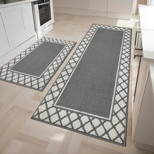 Vista 24 de COSY HOMEER Juegos de 2 Alfombras de Cocina Lavables Antideslizantes Tapetes de Cocina para Piso Absorbentes Alfombra Corredor de Cocina