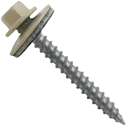 Vista 37 de 12 tornillos para techos de metal gris ABC de 1-1/2 pulgadas, cabezal de arandela hexagonal, arranque automático/roscado, arandela EPDM. 1 bolsa