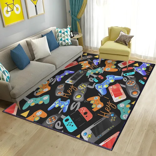 Vista 14 de Alfombras de juego para niños, adolescentes, niños, dormitorio, decoración de habitación de jugadores, alfombra de área con control de consola