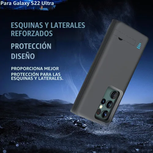 Vista 4 de Funda de batería para Samsung Galaxy S22 Ultra, funda de carga de batería extendida recargable de 5000 mAh, añade 100% jugo extra, no para S22